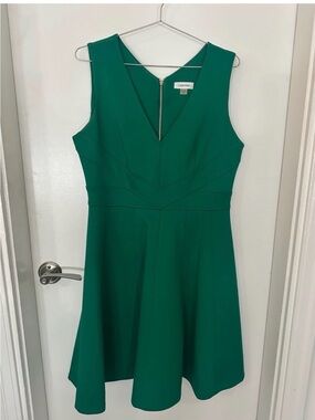 Calvin Klein Emerald Green Fit & Flare Scuba Dress | Size 12